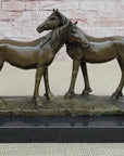 Necking Horses Bronze Sculpture Statue Equestrian Barn Stables Farmhouse Decor