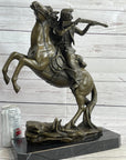 Western Cowboy Firing Rifle from Horseback Bronze Statue Sculpture Original Art 14" x 12"