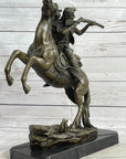 Western Cowboy Firing Rifle from Horseback Bronze Statue Sculpture Original Art 14" x 12"