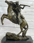 Western Cowboy Firing Rifle from Horseback Bronze Statue Sculpture Original Art 14" x 12"
