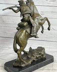 Western Cowboy Firing Rifle from Horseback Bronze Statue Sculpture Original Art 14" x 12"
