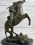 Western Cowboy Firing Rifle from Horseback Bronze Statue Sculpture Original Art 14" x 12"