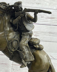 Western Cowboy Firing Rifle from Horseback Bronze Statue Sculpture Original Art 14" x 12"