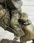 Western Cowboy Firing Rifle from Horseback Bronze Statue Sculpture Original Art 14" x 12"