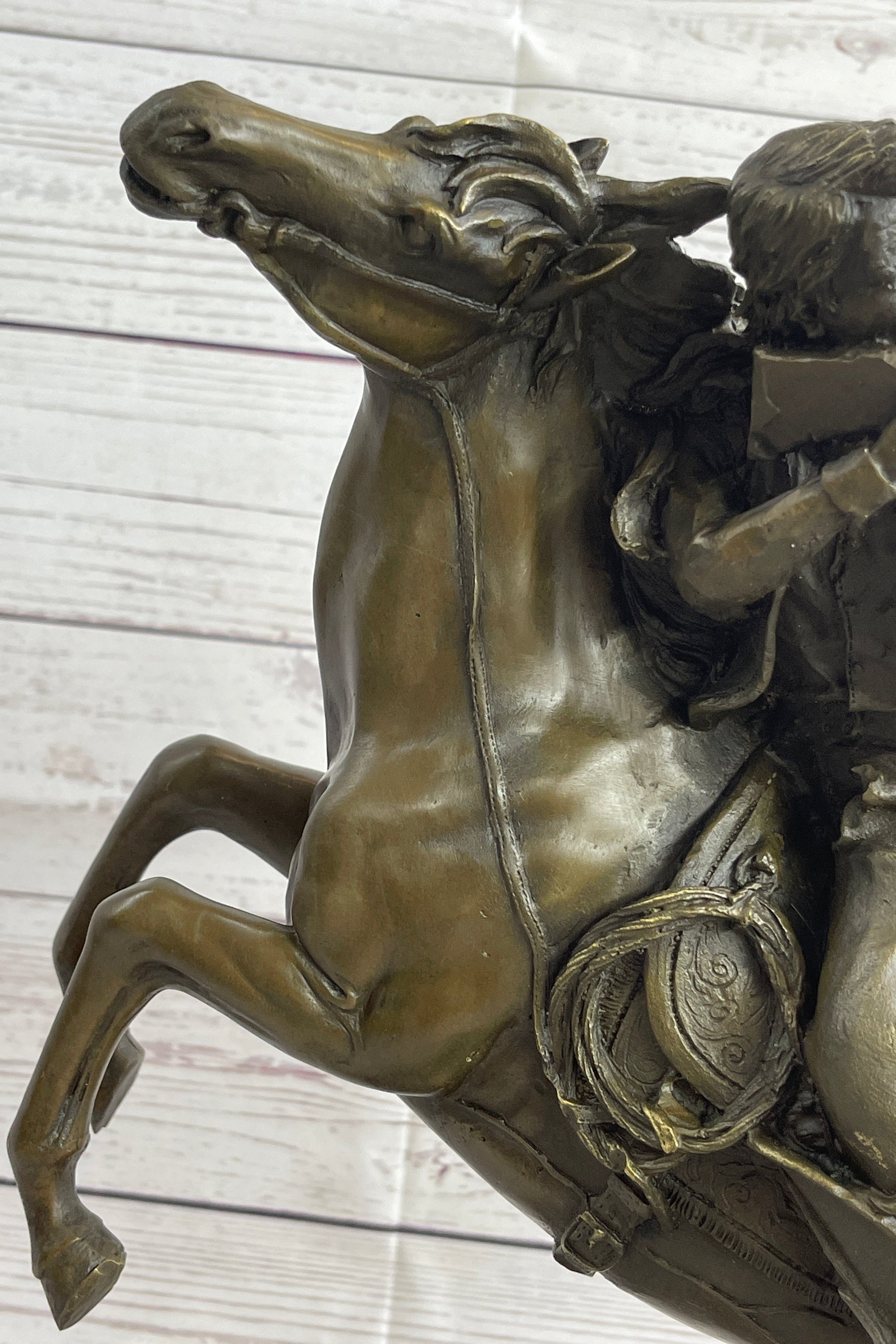 Western Cowboy Firing Rifle from Horseback Bronze Statue Sculpture Original Art 14&quot; x 12&quot;