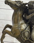 Western Cowboy Firing Rifle from Horseback Bronze Statue Sculpture Original Art 14" x 12"