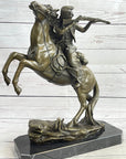 Western Cowboy Firing Rifle from Horseback Bronze Statue Sculpture Original Art 14" x 12"