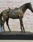 Large Original Loving Horse with his Saddle Western Cowboy Bronze Sculpture sale