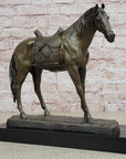 Large Original Loving Horse with his Saddle Western Cowboy Bronze Sculpture sale