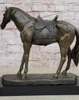 Large Original Loving Horse with his Saddle Western Cowboy Bronze Sculpture sale