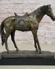 Large Original Loving Horse with his Saddle Western Cowboy Bronze Sculpture sale