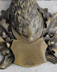 Deer Buck Stag Wall Mounted Bust Head Coat of Arms Plaque Bronze Metal Sculpture