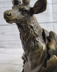 Deer Buck Stag Wall Mounted Bust Head Coat of Arms Plaque Bronze Metal Sculpture