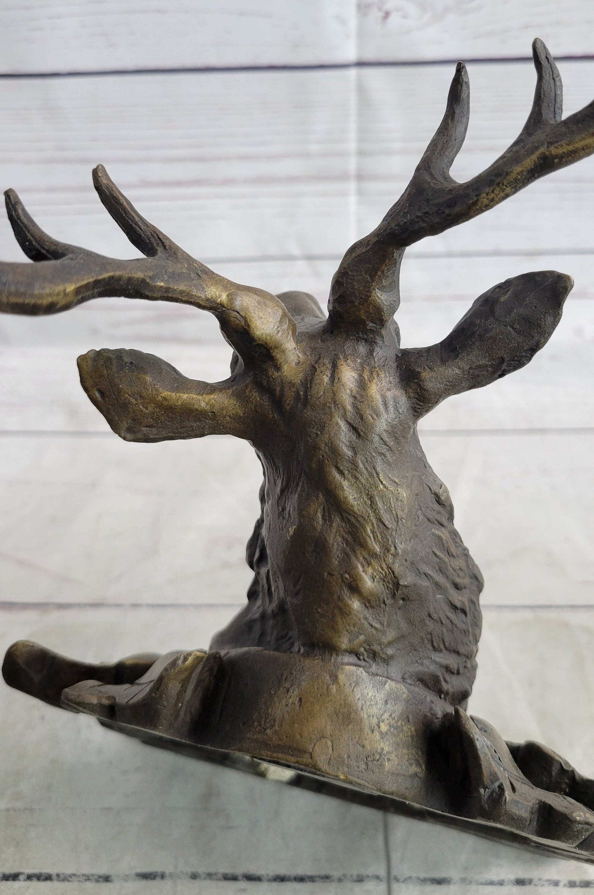 Deer Buck Stag Wall Mounted Bust Head Coat of Arms Plaque Bronze Metal Sculpture