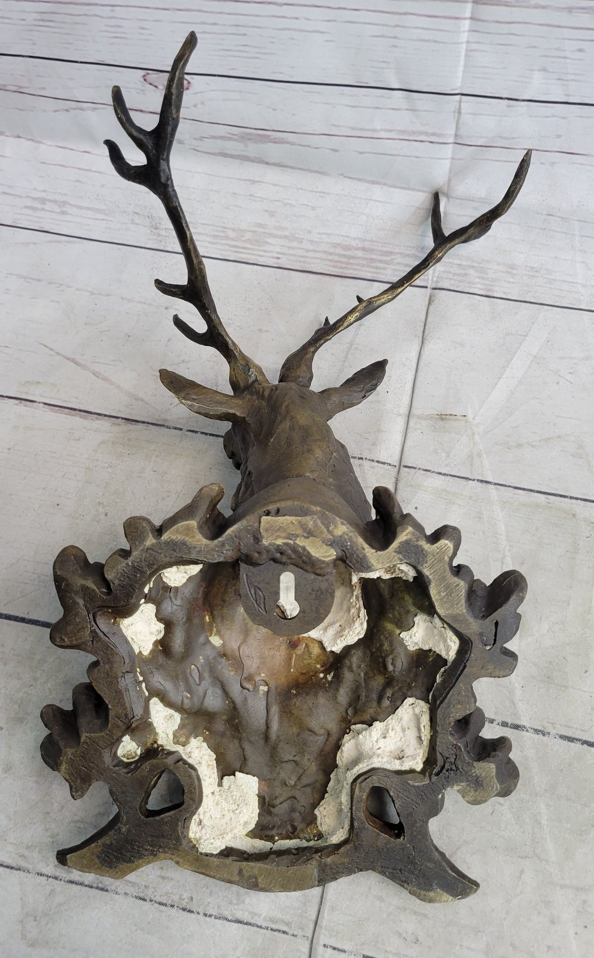 Deer Buck Stag Wall Mounted Bust Head Coat of Arms Plaque Bronze Metal Sculpture