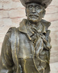 Signed Original Bronze Wyatt Earp Statue Sculpture Western Cowboy 21" x 7"