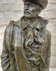 Signed Original Bronze Wyatt Earp Statue Sculpture Western Cowboy 21" x 7"