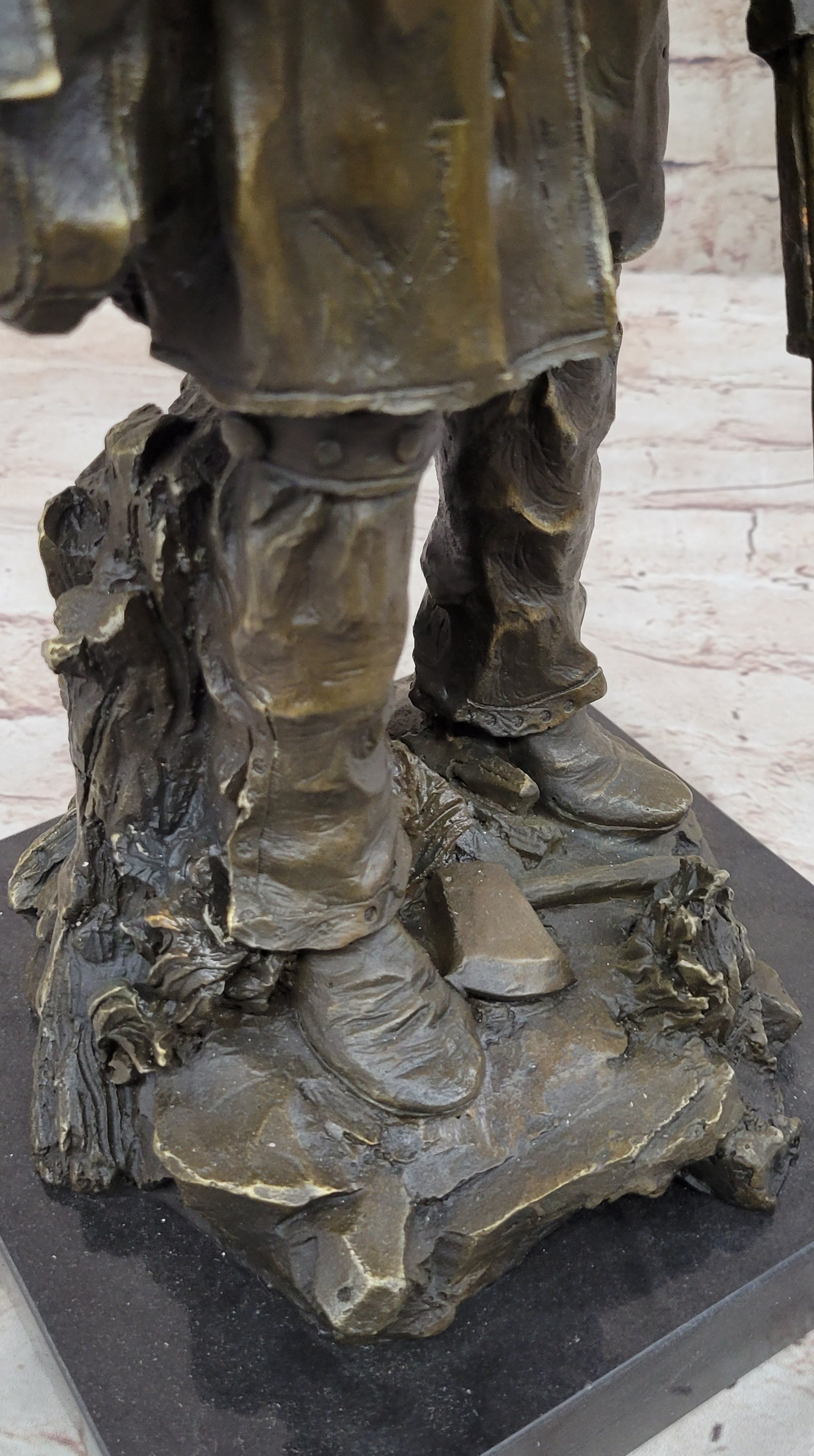Signed Original Bronze Wyatt Earp Statue Sculpture Western Cowboy 21&quot; x 7&quot;