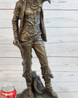 Cowgirl Female Cowboy Bronze Statue Sculpture Western Country Figure 22" X 7"