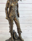 Cowgirl Female Cowboy Bronze Statue Sculpture Western Country Figure 22" X 7"
