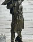 Country Western Cowboy Hauling Saddle Bronze Sculpture Statue Art Decor