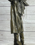 Country Western Cowboy Hauling Saddle Bronze Sculpture Statue Art Decor