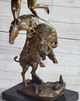 Frederic Remington Buffalo Horse Bronze Sculpture Western American Artist Art