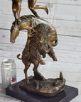 Frederic Remington Buffalo Horse Bronze Sculpture Western American Artist Art