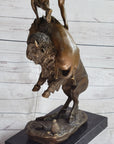 Frederic Remington Buffalo Horse Bronze Sculpture Western American Artist Art