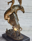 Frederic Remington Buffalo Horse Bronze Sculpture Western American Artist Art
