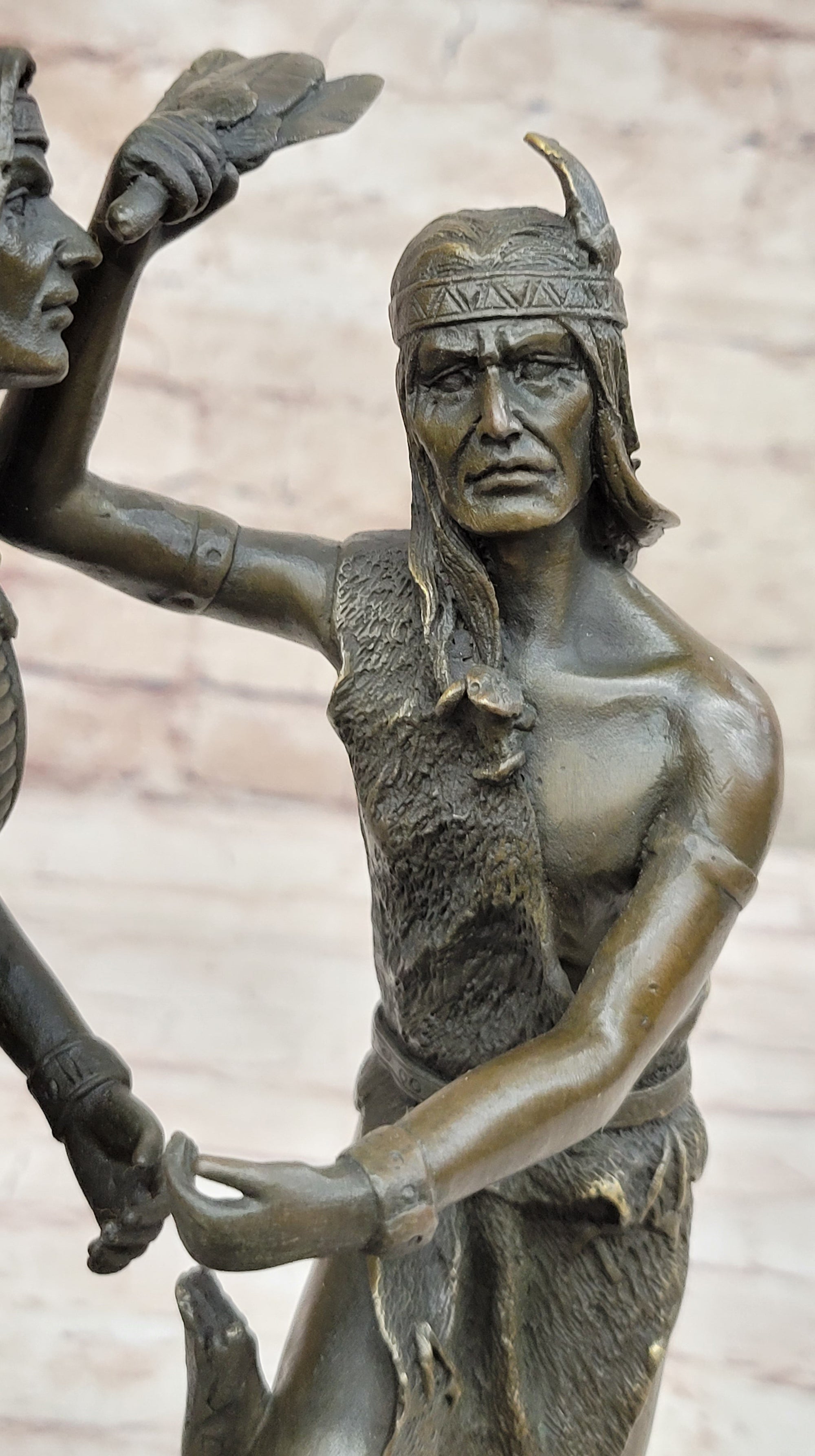 Native American Indian Dancers Rain Dance Bronze Sculpture Statue Original Art on Marble Base