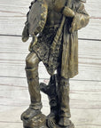 Native American Warrior w/ Tomahawk Bronze Sculpture Statue on Marble Base