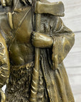 Native American Warrior w/ Tomahawk Bronze Sculpture Statue on Marble Base