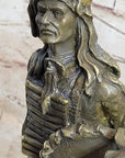 Native American Indian Shaman w/ Deer Bronze Statue Sculpture Figure 12" x 6.5"