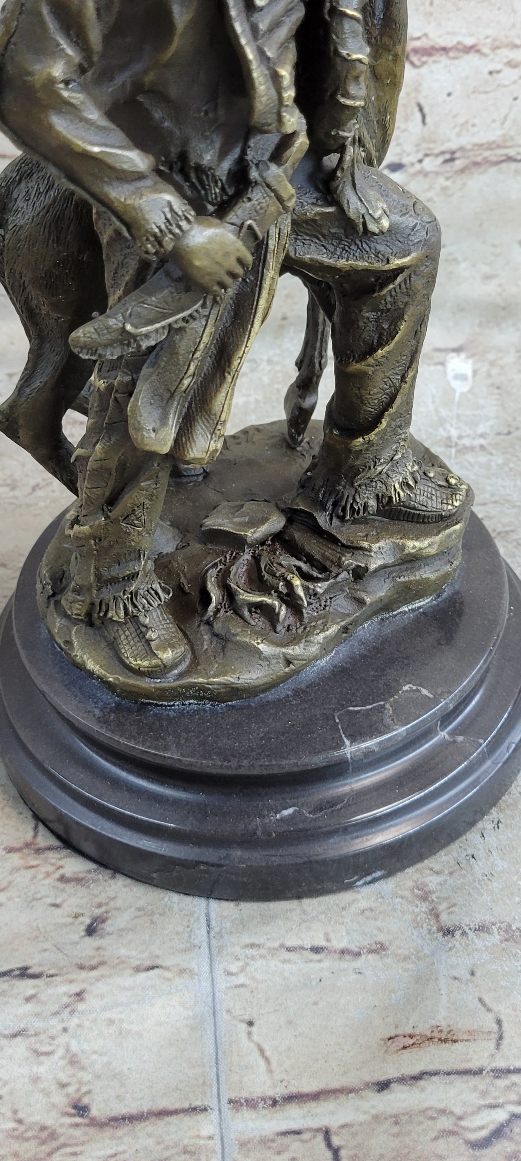 Native American Indian Shaman w/ Deer Bronze Statue Sculpture Figure 12&quot; x 6.5&quot;