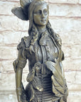 Fierce Native American Indian Woman Original Signed B.Wood LostWax Bronze Statue