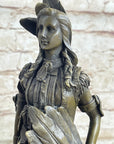 Fierce Native American Indian Woman Original Signed B.Wood LostWax Bronze Statue