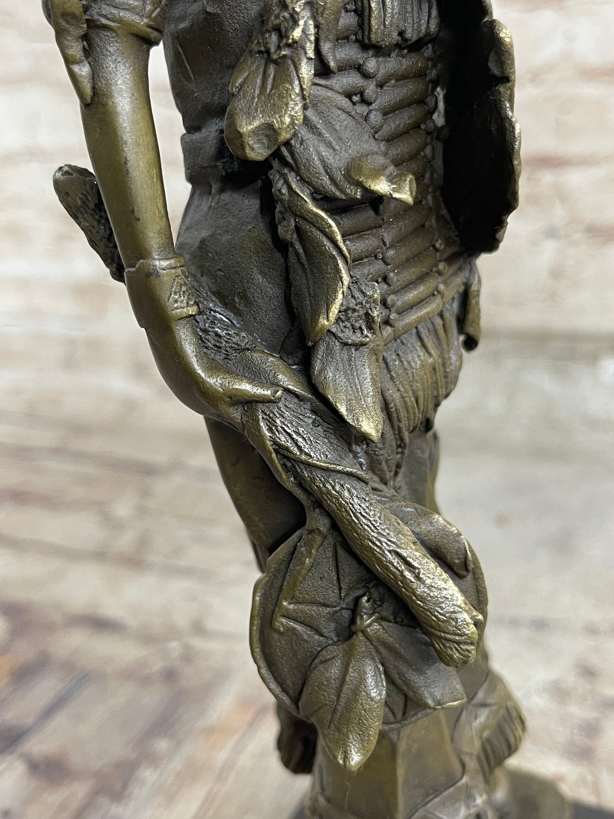Fierce Native American Indian Woman Original Signed B.Wood LostWax Bronze Statue