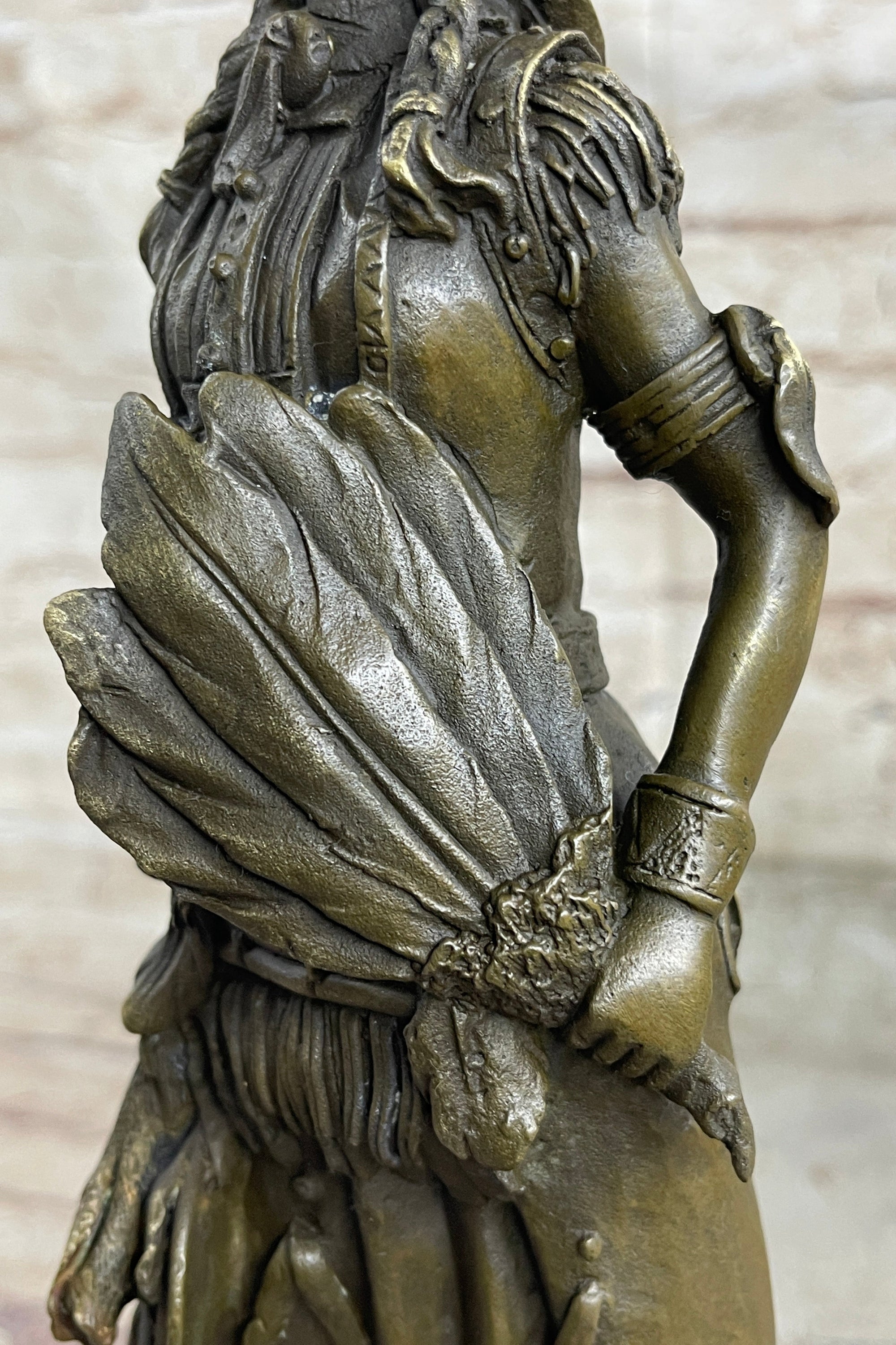 Fierce Native American Indian Woman Original Signed B.Wood LostWax Bronze Statue