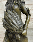 Fierce Native American Indian Woman Original Signed B.Wood LostWax Bronze Statue
