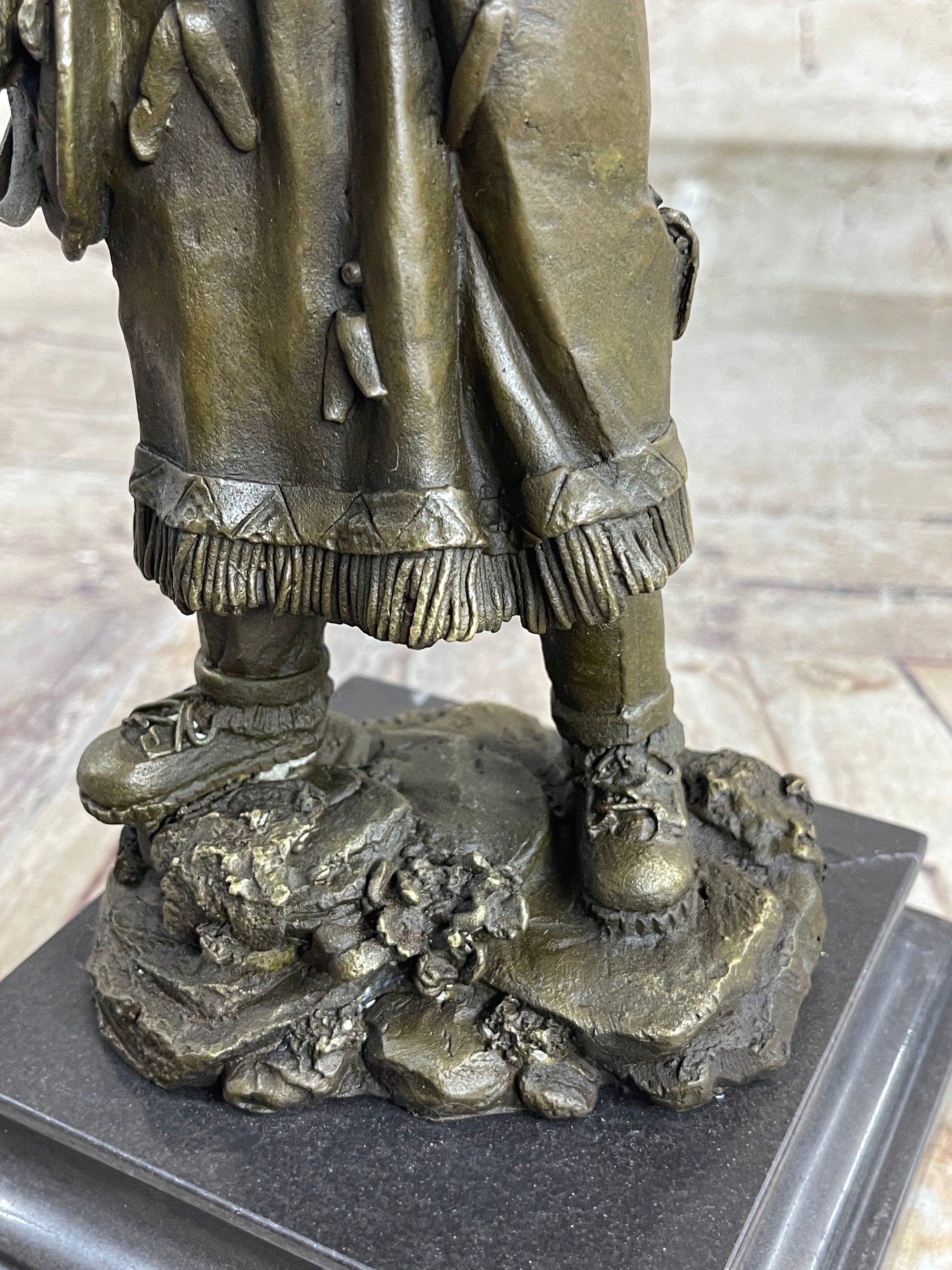 Fierce Native American Indian Woman Original Signed B.Wood LostWax Bronze Statue
