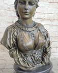 Native American Bust of Woman Pocahontas Bronze Statue Sculpture Figure 19" x 11"