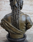 Native American Bust of Woman Pocahontas Bronze Statue Sculpture Figure 19" x 11"