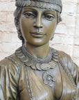 Native American Bust of Woman Pocahontas Bronze Statue Sculpture Figure 19" x 11"