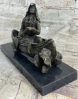 Native American Indian Man in Canoe Bronze Statue Sculpture Figure 7" x 10"