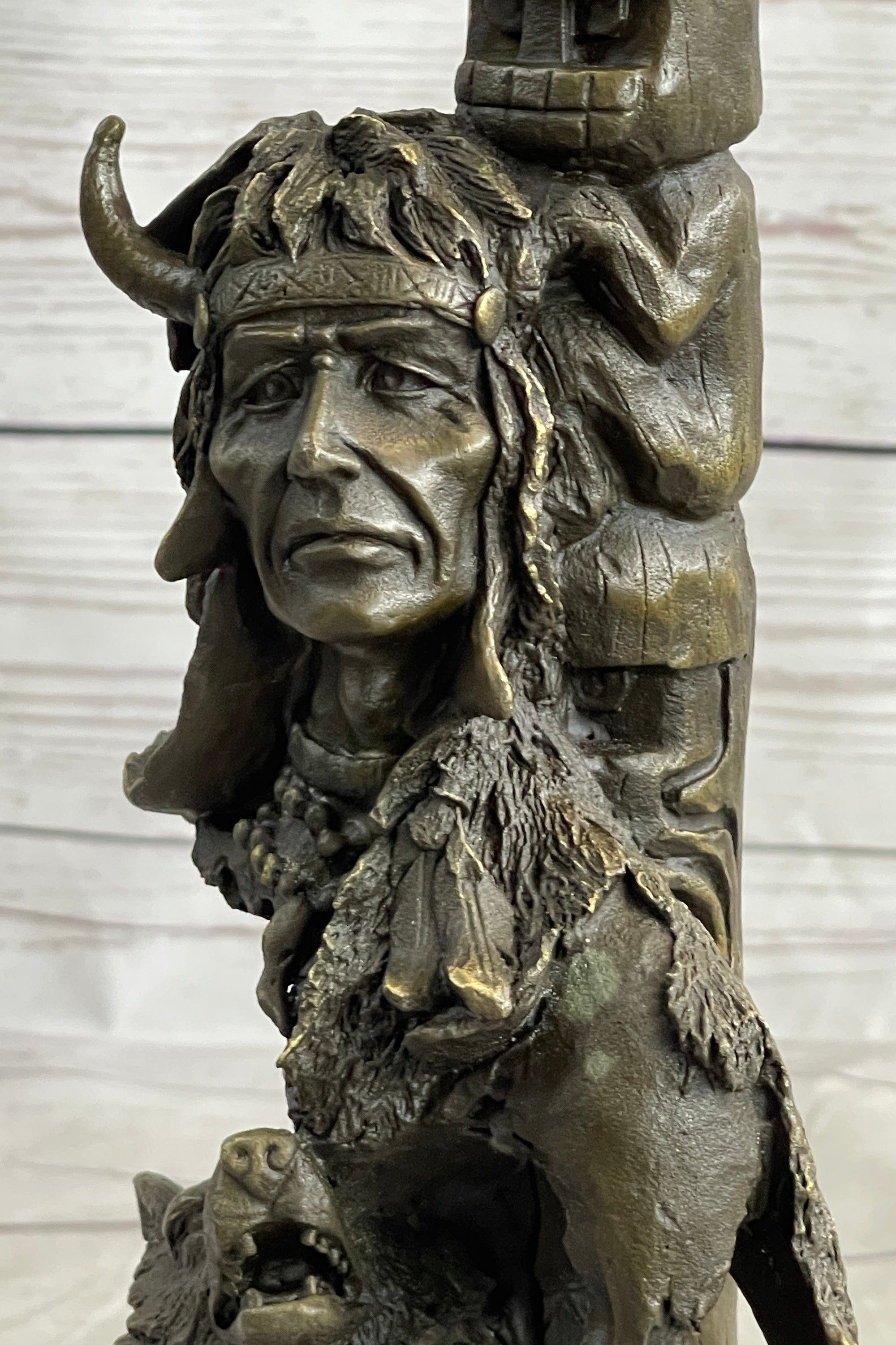 Native American Indian Totem Pole Bronze Sculpture Statue Original Art by Milo