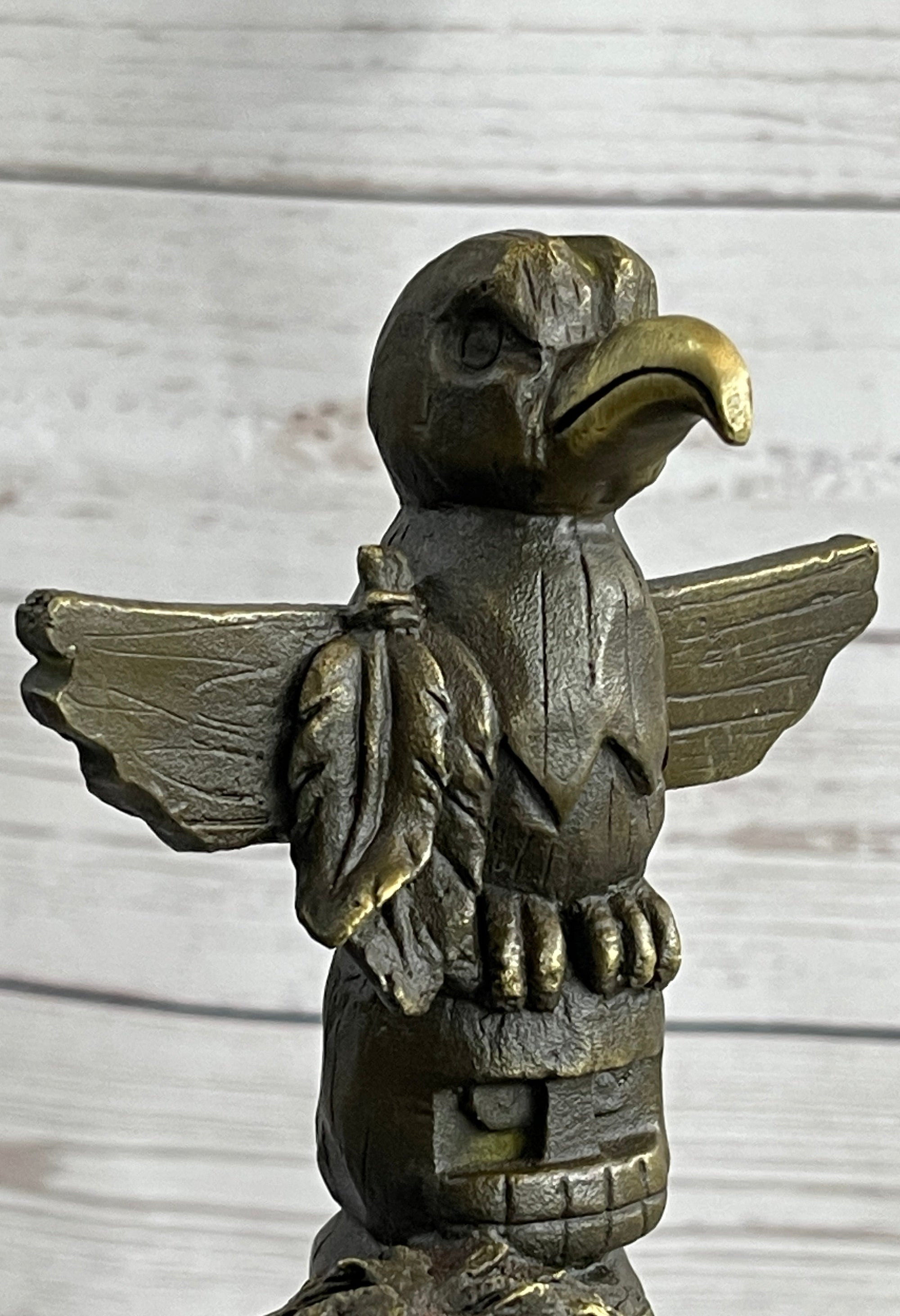 Native American Indian Totem Pole Bronze Sculpture Statue Original Art by Milo