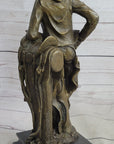 Signed Original Patoue French Artist Cowboy with Rope Bronze Statue Sculpture