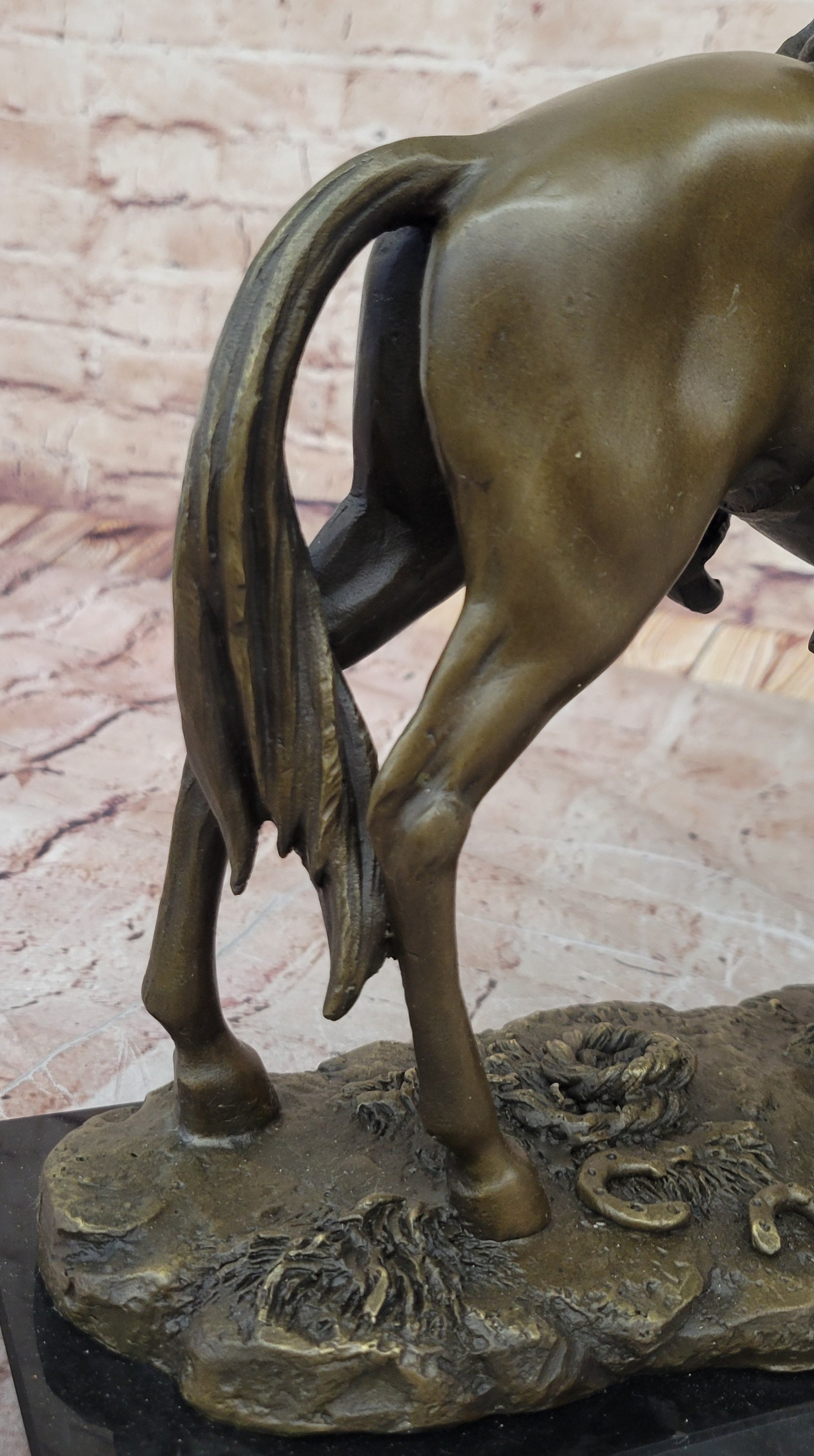 Wild West Western Cowboy With Hat Riding Horse Bronze Sculpture Original Figure