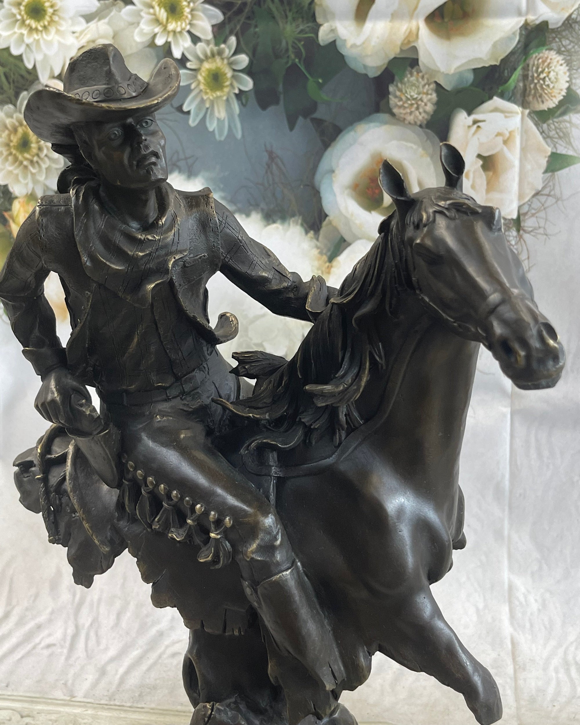 Abstract Modern Art Original Kamiko Outlaw Cowboy Horse Gun Bronze Sculpture Art